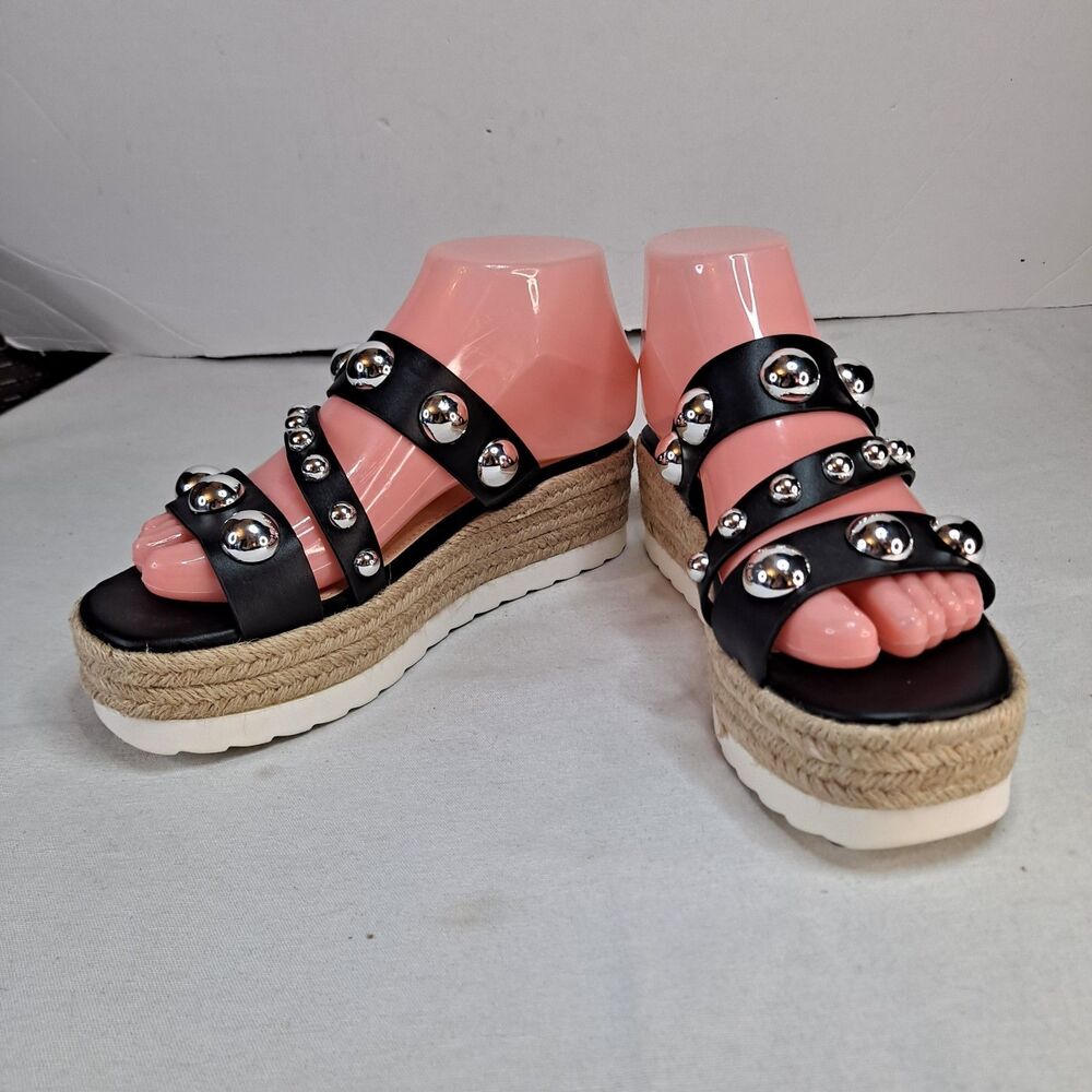 C Comfort est. 1946 Espadrilles Womens 7M Studded Platform White Faux Leather